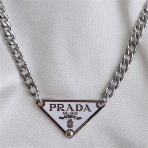 prada symbol necklace|white prada necklace.